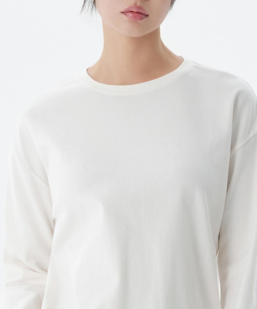 MUSINSA STANDARD WOMAN Women'S Relaxed Crew Neck Long Sleeve T-Shirt [Cream]