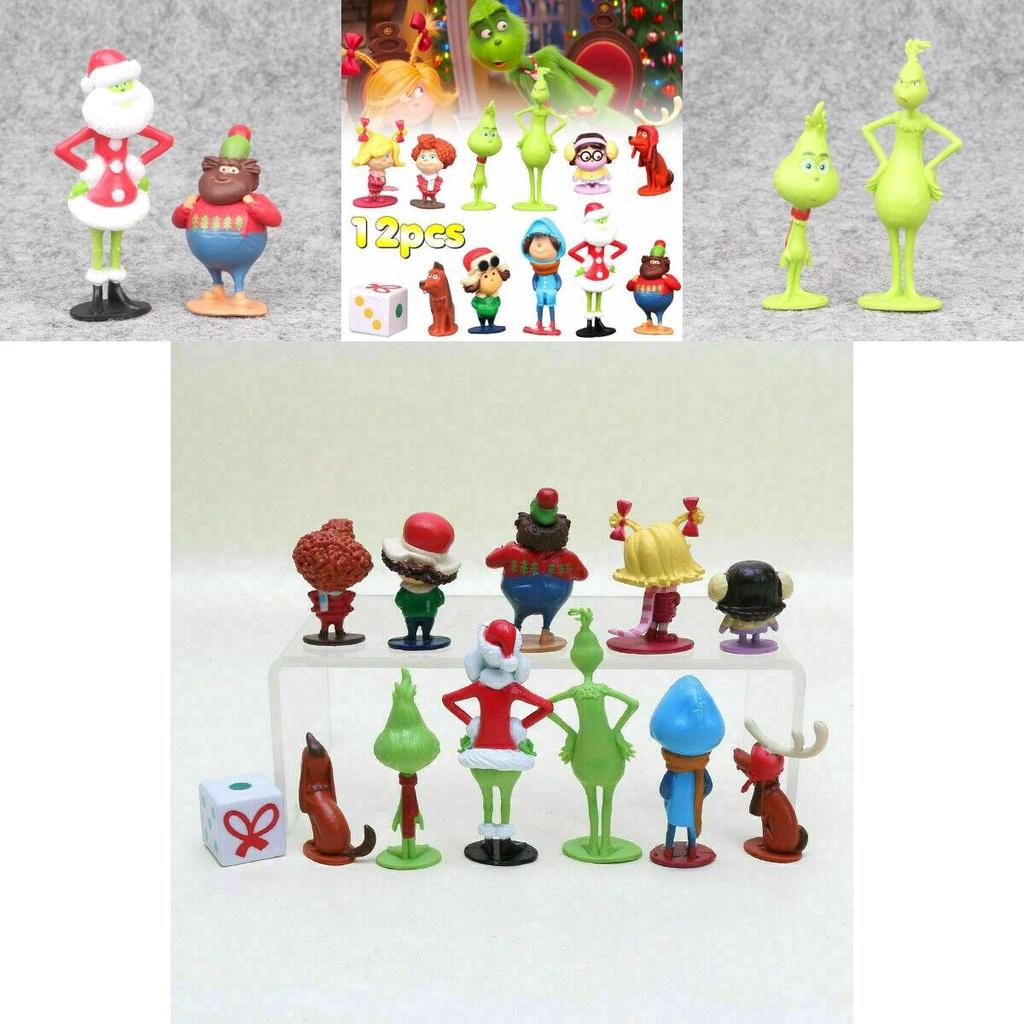 12 ks Grinch akční figurka hračky vánoční dárek dort ozdoba mini model panenka dekorace
