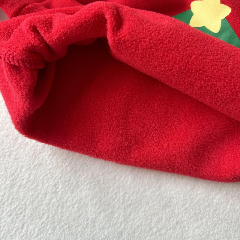 In Stock: Boys’ & Girls' Cotton Velvet Christmas Patchwork Collar Hoodie