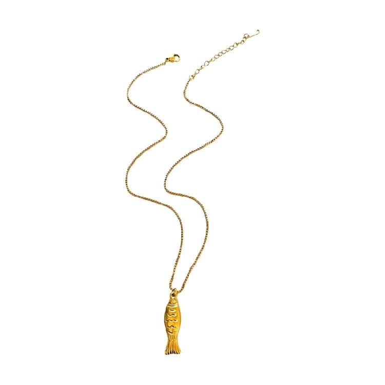 Modern Fish Stainless Steel Necklace with Polished Chain For Women Jewelry Gift Trendy Clavicle Accessory