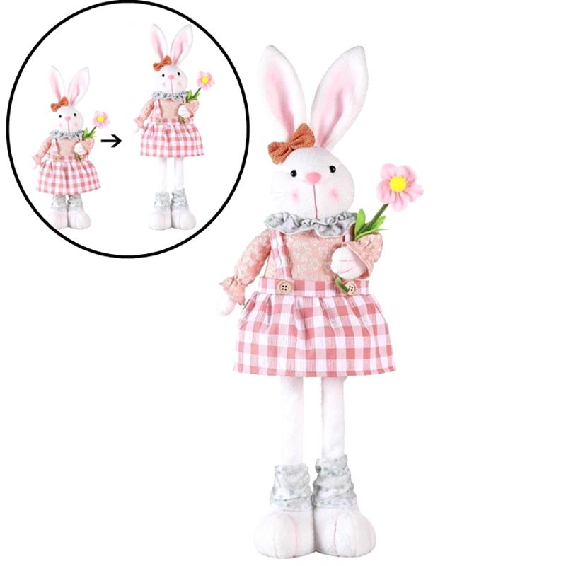 

Выдвижная нога Заяц Карликовая кукла Пасхальный декоративный кролик Мультяшная пара кроликов Кукла Домашнее украшение Комбинезон Юбка Кукла-заяц