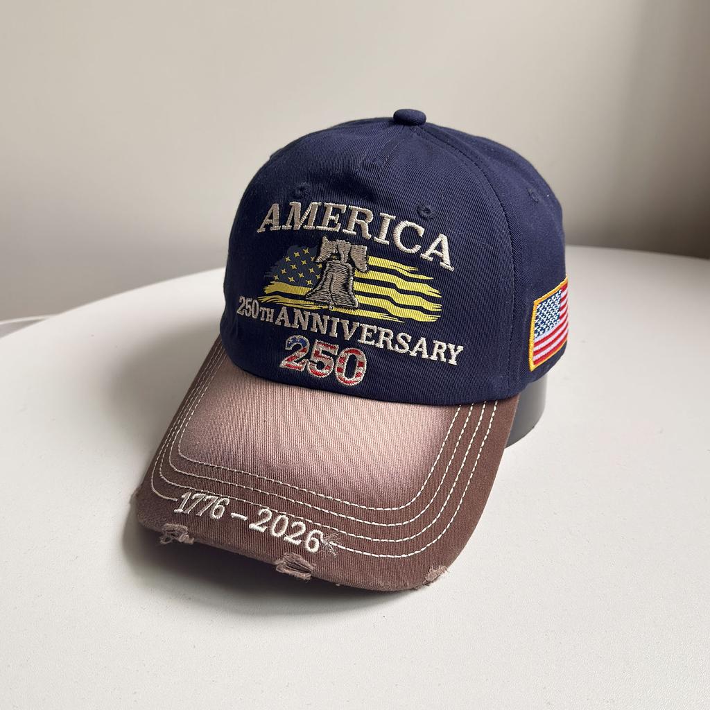 Letter Print Embroidered Baseball Cap Spring Summer Cotton Peaked Cap For Men And Women Outdoor Use Sportss Sun Hat Usa 250Th Anniversary