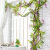 10PCS Multicolor Wisteria Artificial Flower Silk Petals Rattan Vine Wreath Ceiling Hanging Silk Flowers String Party Supplies