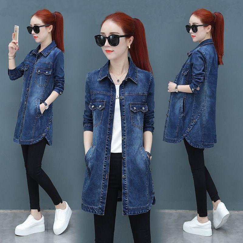 Fashion Single Breasted Long Denim Jacket Shrink Resistant Women Jacket Irregular Hem Long Women Jacket for Vacation