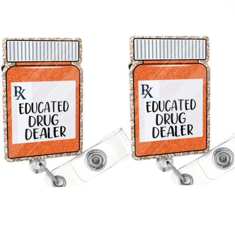 

Rose Gold Flashing Badge Reel. Fun Educational Drug Distributor clip for pharmacists & nurses. прозрачный