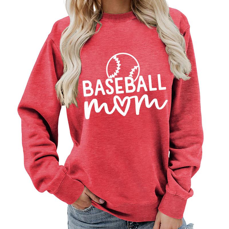 Women's Oversized Crew Neck Letter Print Baseball Sweatshirt Long Sleeve Casual Top Loose Fit Streetwear