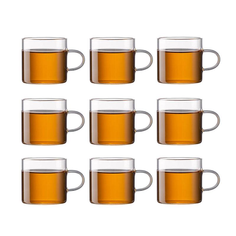 Borosilicate Glass Espresso Cups 1 6 9 PCS Set 3.38oz with Handle Heat Resistant Coffee Shot Cups for Espresso