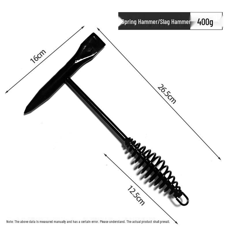 Multifunctional Rust & Welding Hammer with Carbon Steel, Ice Breaking, Black Spring Handle Deslagging Hammer