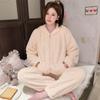 1011 New Coral Fleece Pajamas Women's Winter Sweet and Cute Fleece Thickened Flannel Girls Loungewear Set