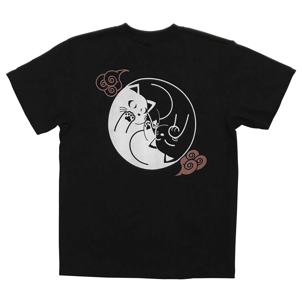 Edoten T-Shirt, 7.4 Oz. Super Heavyweight, Textile Print, Tomoe Cat, Black (Back Print), Size 3L (2XL)