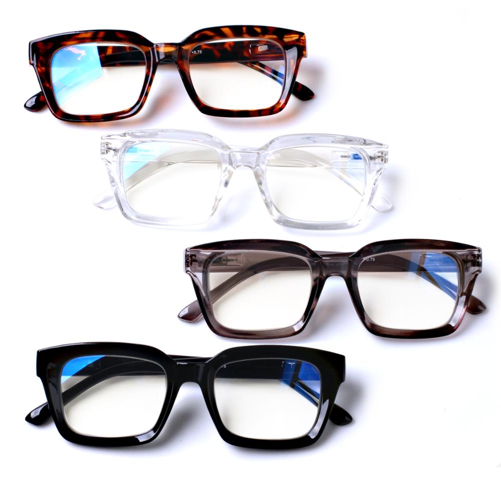 

Turezing 4 Pack Classic Style Big Frame Reading Glasses Blue Light Blocking Stylish Square Digital Device Reader Men and Women 2.5