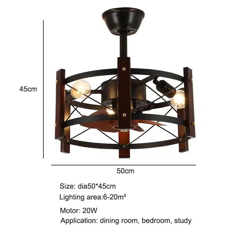 Retro American ceiling fan light industrial fan light motor Iron art remote control 110V 220V bedroom dining room ceiling light