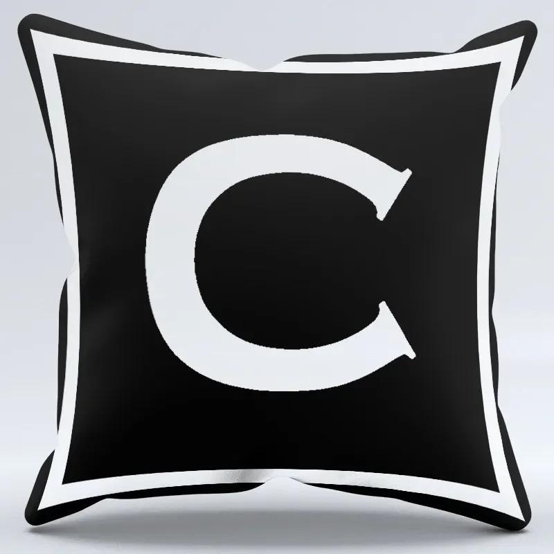 Simple Black and White Letter Print Pattern Home Bedroom Living Room Sofa Car Office Decoration Pillowcase