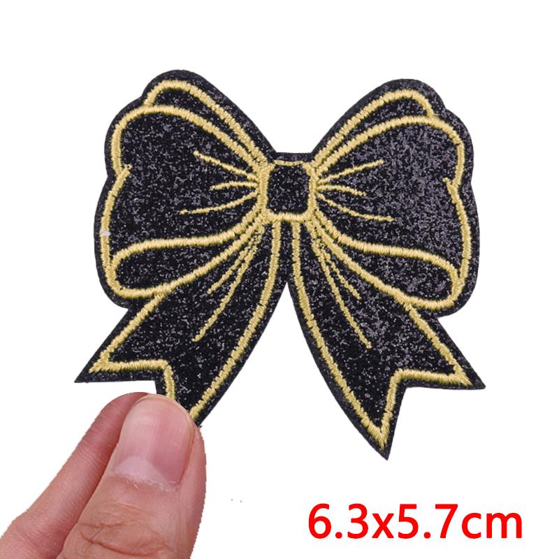 2026 NEW Glitter Diamond Bow Patch Cartoon Glitter Embroidered Patches For Clothes Iron on Patches For Clothing Sew Badges DIY