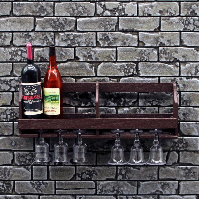 1Set Dollhouse Toy Simulation Wall Mounted Wine Rack Cup Rack Miniature Hanging Display Rack Model Play House Toy Decor Kid Gift