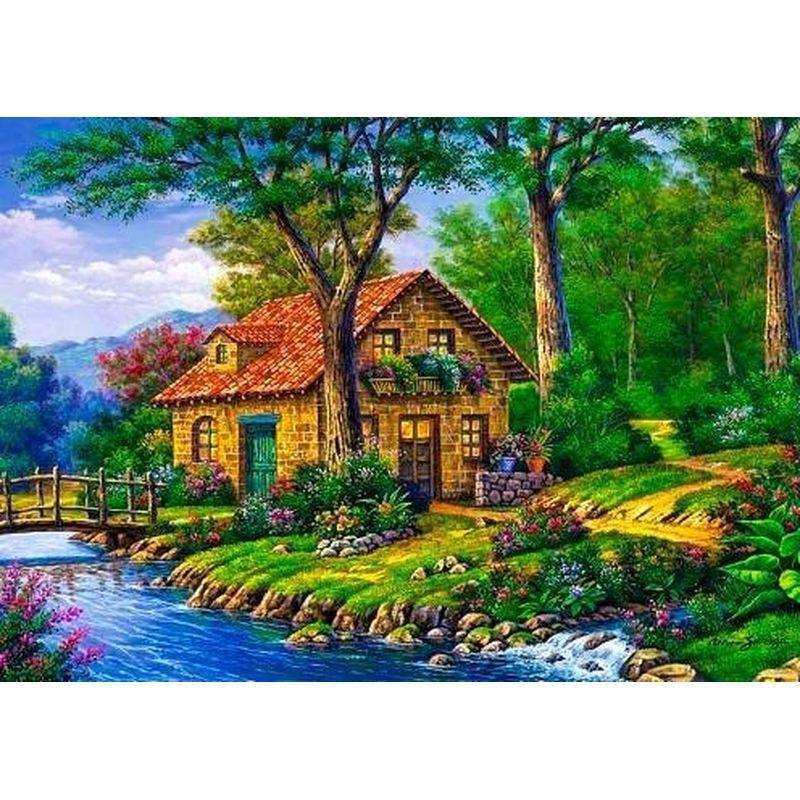 Diamond Embroidery Houses Landscape Mosaic Cross Stitch 5D DIY Diamond Painting Craft Kit Home Decoration 40x50cm
