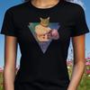 T-Shirt Women Space Cat - Cat from Space Motif Cotton Size S To 3XLWill Open In a New Window or Tab