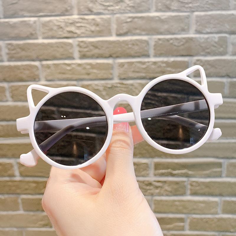 Moda Tendência Crianças Moda Óculos de Sol Bonito Menino Ao Ar Livre UV400 Protetor Solar Óculos Menina Crianças Vintage Pequeno Gato Em Forma de Óculos de Sol