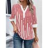 Women's Summer T-shirt Double Patchwork Color Clash Positioning Flower Shirt Short Sleeve Top