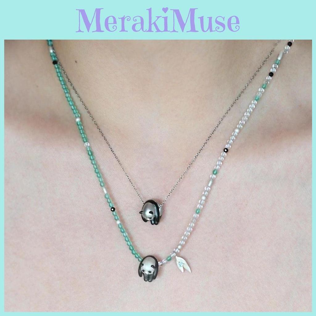 Panda Animal Pendant Necklace With Resin Coating For Fashionable Women