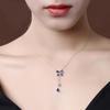 Elegant Sapphire Butterfly Tassel Choker Necklace for Women - Trendy, Luxurious, and Versatile Design