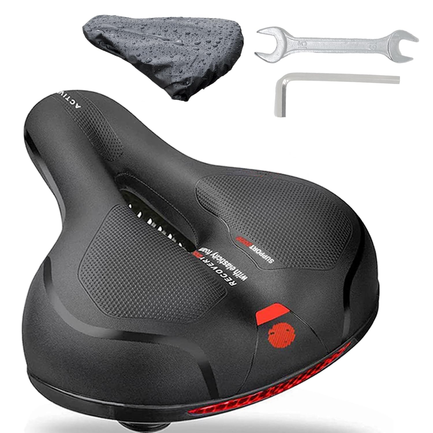 

waterproof and bicycle saddle with special tool reflective shock cushioning for pressure and a sore Tested to withstand this soft cushion saddle is чёрный