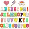 Towel Embroidery English Letter Embroidery Cloth Sticker Smiley Face Patch Sticker Ironing Chenille Rainbow Love Lightning Embroidery Sticker