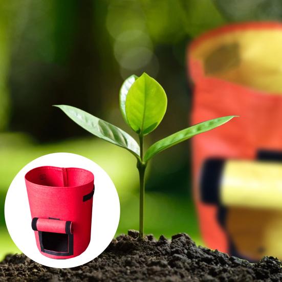 Flowerpot Fabric Grow Bags with Handles And Side Hook And Loop Opening Container Reinforced Stitching Air Circulation Flowerpot for Garden