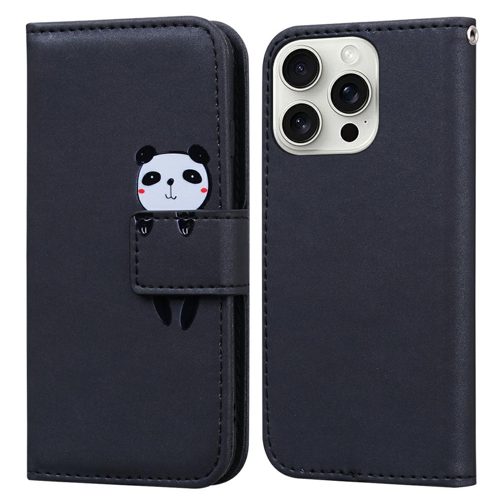 For iPhone 16 Pro Case Cartoon Pattern Wallet Leather Phone Cover