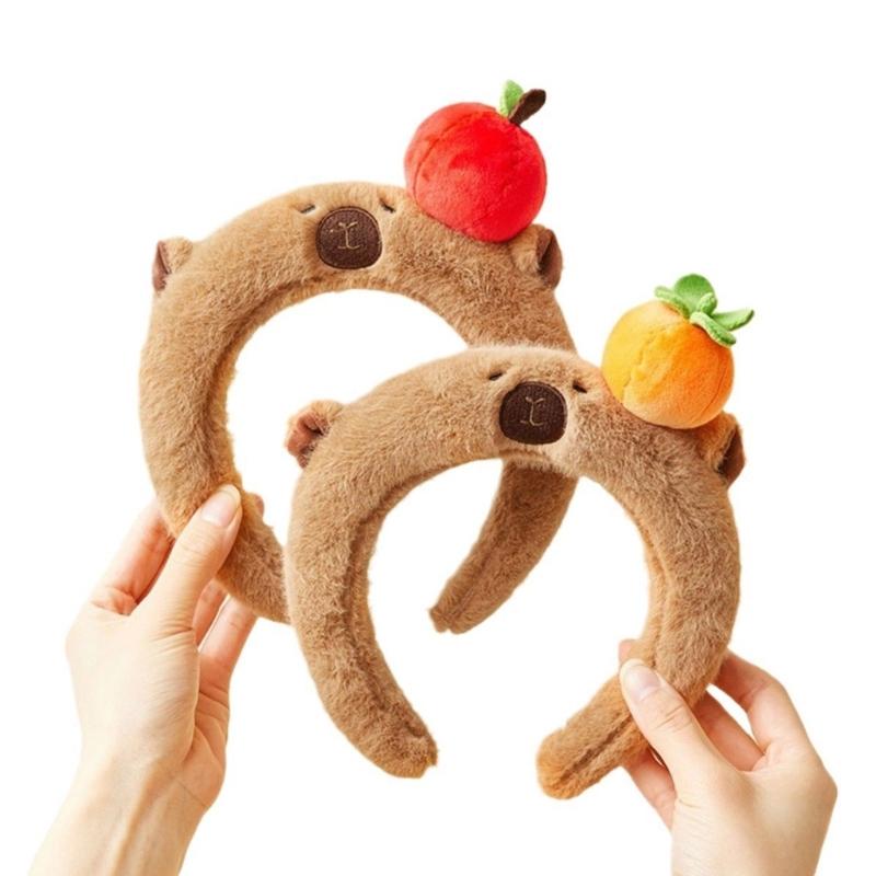 Cute Capybaras Shape Hair Hoop Women Cartoon Headbands Plush Makeup Hairband