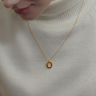 Shertz Bold Donut Pendant Ring Necklace (24k Gold Plated)