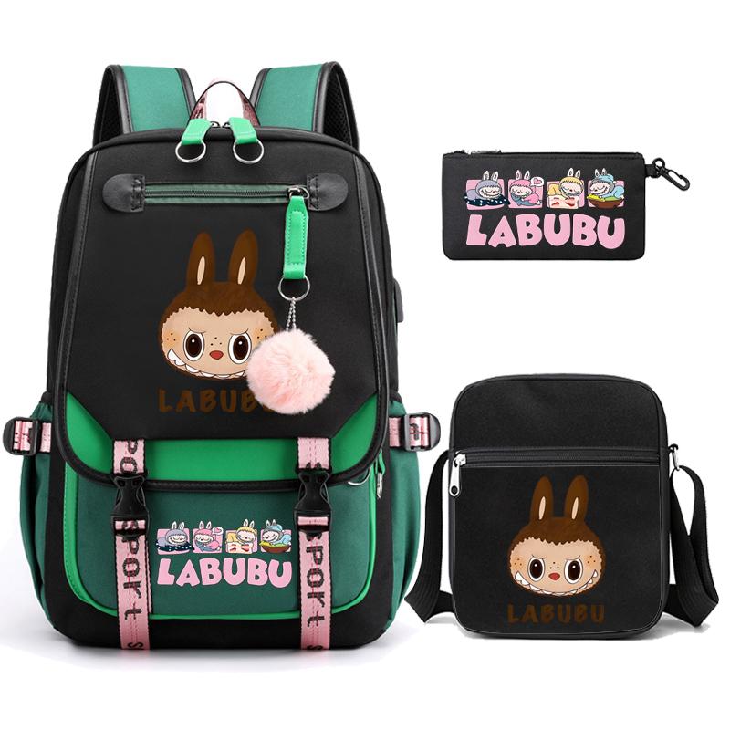 3Pcs/set Cute  Printed Backpack with Shoulder Bag Pencil Case Schoolbag Teenager Student Boy Girl Large Capacity Bookbag
