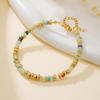 Colored natural stone necklace, dopamine beaded bracelet, collarbone chain, light luxury niche jewelry.
