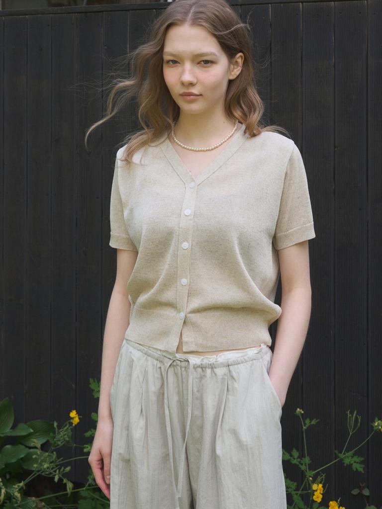 EIGHT DAYS A WEEK Ad711 Cooling Short Sleeve Cardigan Oat