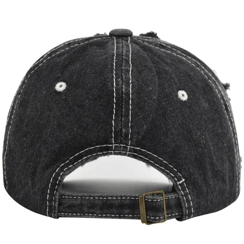 Distressed Ripped Baseball Cap Torn Destroyed Style Dad Hat Street Style Urban Streetwear Urban Unisex Adjustable Washed Cotton Cap For Men Women