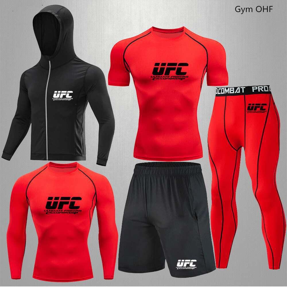 Herren 5-teiliges Cross-Training Kompressionsset - Hohe Elastizität, Schnelltrocknend, Atmungsaktiv für Boxen, Fitness, Laufen & UFC