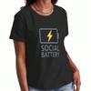 Sociale Batterij Dames Katoenen T-shirt, Premium Katoen Print, Duurzaam, Casual En Modieus. Tijd om op te laden Grafisch Ontwerp, Perfect Voor Introverte Mensen En
