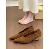 Ancient Suede Wedge Heel Pointed Single Shoes Korean Version Commuting Shallow Mouth High Heels One Pedal Grandma Shoes