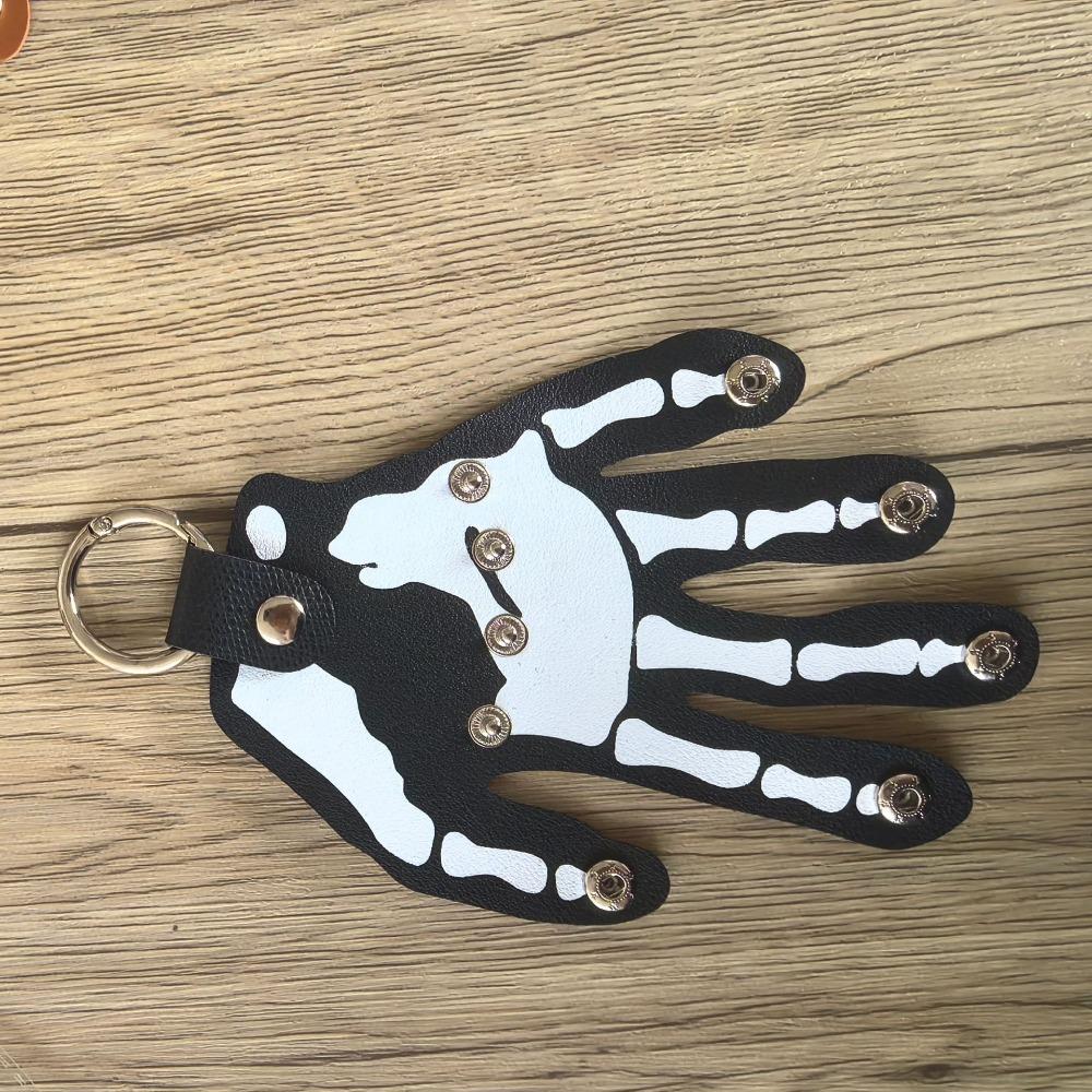 Five Finger Snap-fastener Palm Keyring PU Leather Hand Bone Key Bag Pendant  Bag Hanging