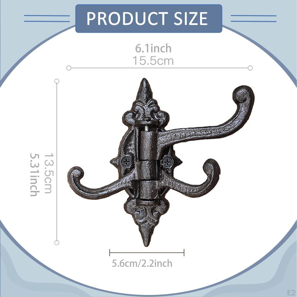 Cast Iron Wall Hook Coat Rack , Vintage Outdoor Decorative Key Holder, Hanger for Mudroom,