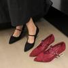 Fashion Luxury Rhinestone Covered Mary Jane Shoes Woman Elegant Pointed Toe Wedge Heel Pumps Ladies Evening Party Bling Shoes
