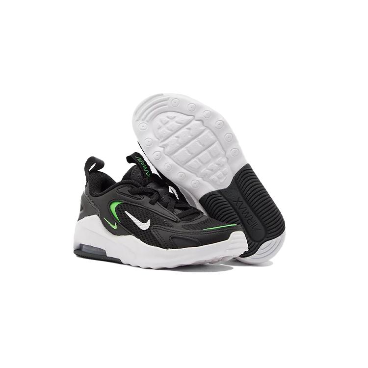 New Nike Air Max Bolt Slip-Resistant Cushioning Wear-Resistant Running Shoes Black Green Children Aged 3-7 Years Old CW1627-006