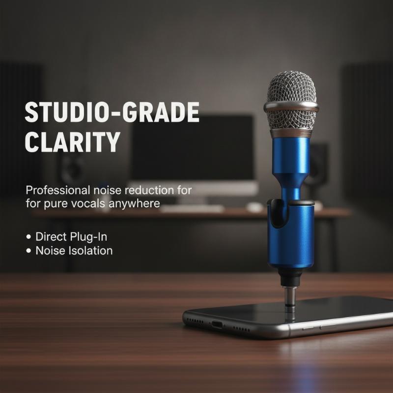 Mini Metal Microphone Adjustable Plug & Play Clear Sound Mic for ASMR Recording Mobile Vlog Live Streaming