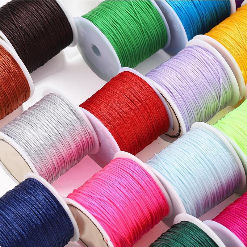 Corda di seta 45M/0,8MM trecciata in nylon per Fai da te per Forniture per la creazione di gioielli Nappe Perline Artigianato intrecciato Corda di nylon satinato CS003