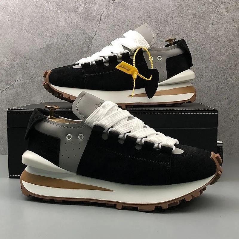 Pantofi de sport de modă pentru bărbați Acoperire de jos Pantofi de bord la modă Casual piele din microfibră Respirabil Pantofi cu platformă plată internă sporită