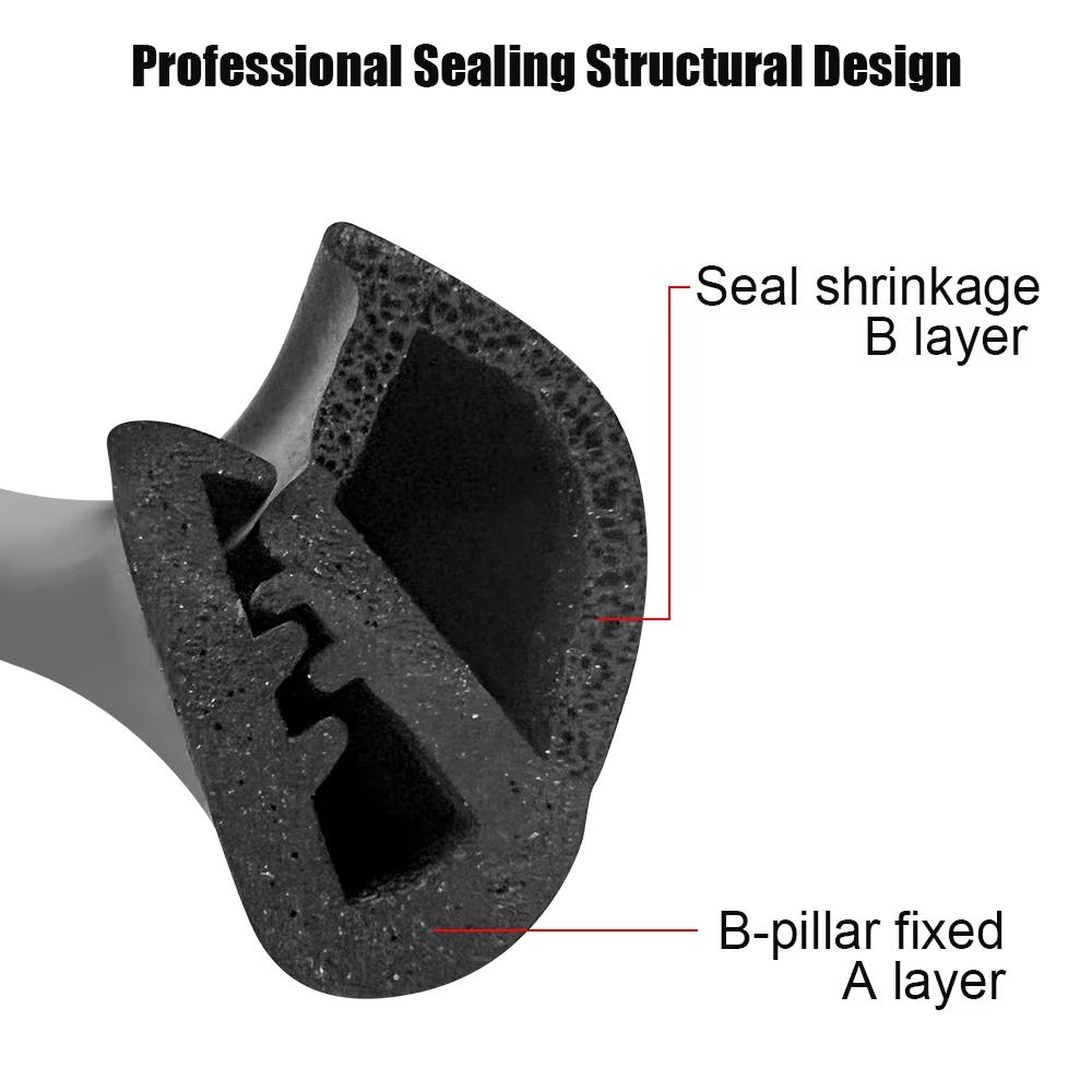 B Pillar Seal Strip Elastic Rubber For B Pillar Car Rubber Seal Strips No Adhesive Auto Door Edge Protection Sealant Accessories