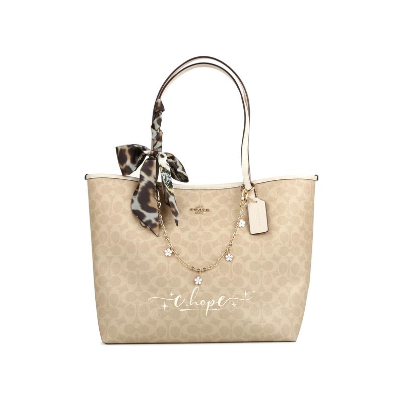 

COACH shoulder bag [Customized bag] City 33 Jiuqi leopard print bow classic French gentle elegant hand-painted tote Tote shopping Leopard print bow коричневий