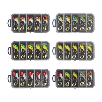 5Pcs Rotating Metal Vib Vibration Baits Artificial Hard Baits Fishing Lures with Hook For Long Distance Casting Enduring