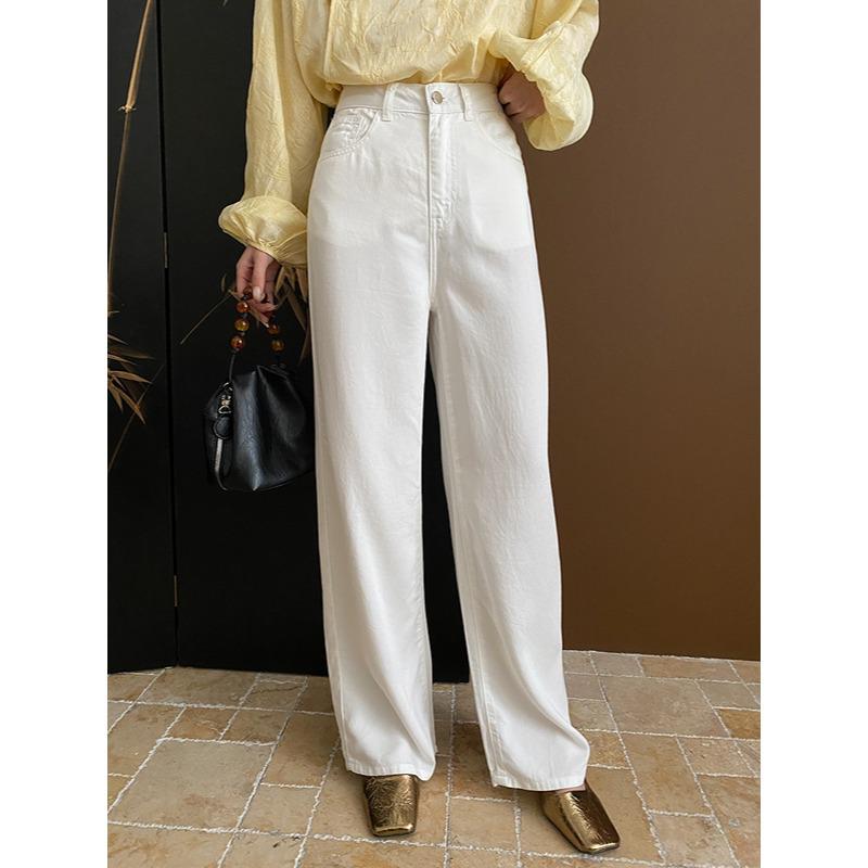 

Sinan Simple French Style Versatile Jeans: Narrow, Wide, Straight, Floor-Length - SN5584 Extra Large белый