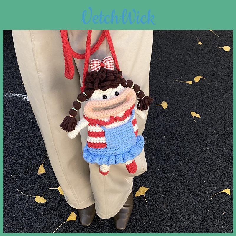 Creative Knitted Small Crossbody Bag With Stitch Details For Urban Casual Outings